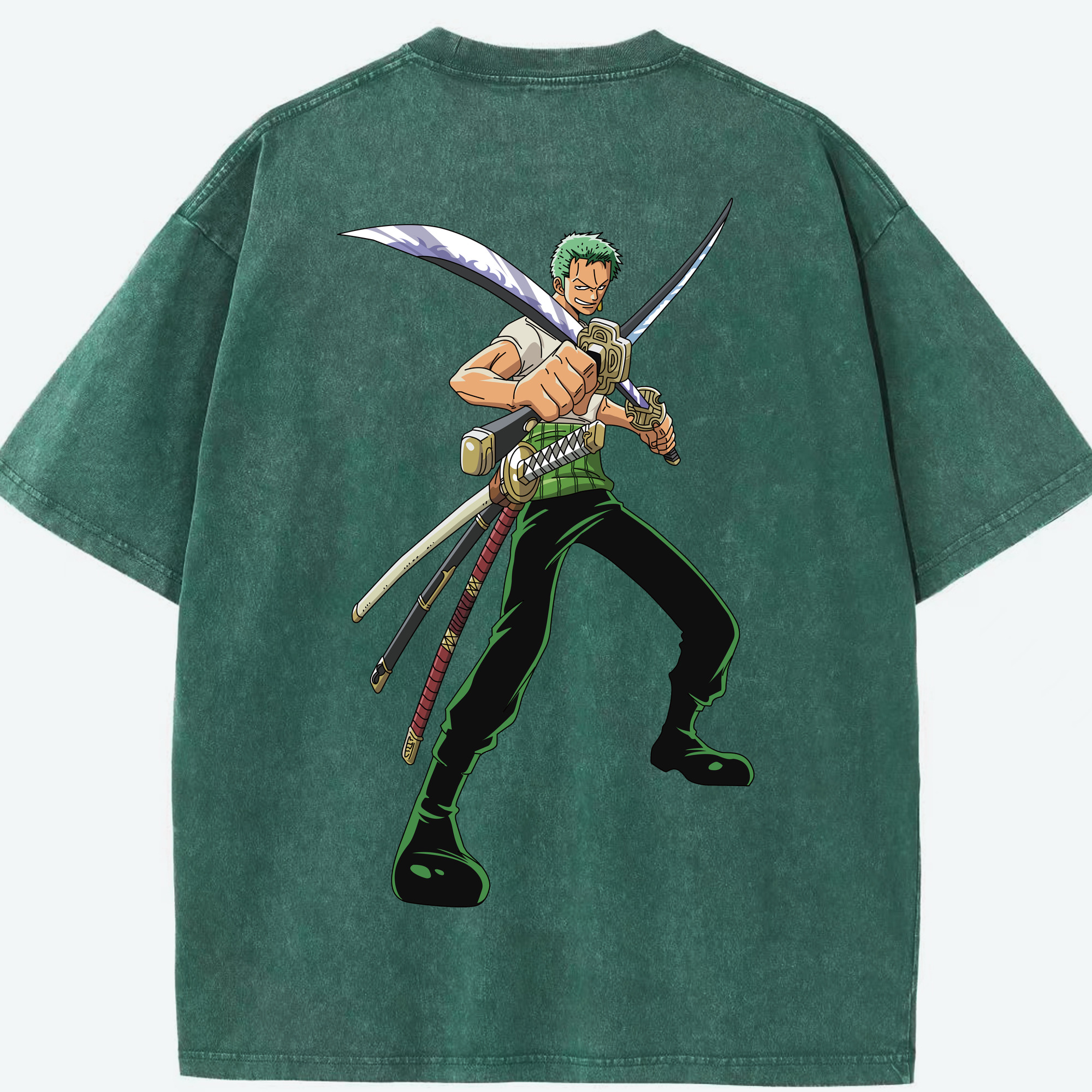 ワンピース ロロノア・ゾロ ONE PIECE Roronoa Zoro 綿100% ヴィンテージ風 半袖Tシャツ（背面プリント）